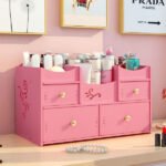 rangement maquillage coiffeuse rose grand taille