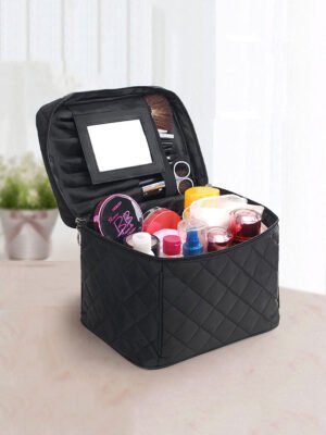 trousse maquillage avec miroir ouverte grande capaciter organisation makeup