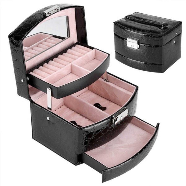 vanity case rigide cuir noir