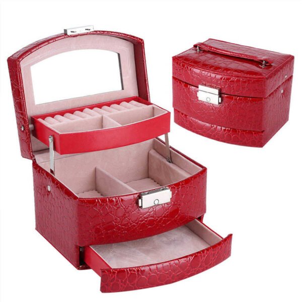 vanity case rigide cuir rouge